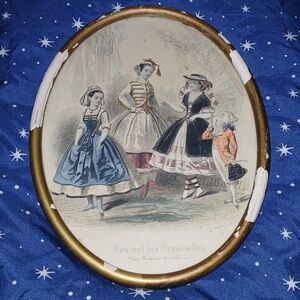 Antique French Print Fashion Ad Framed